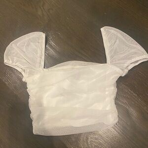 Princess Polly tube top with mesh bubble sleeves